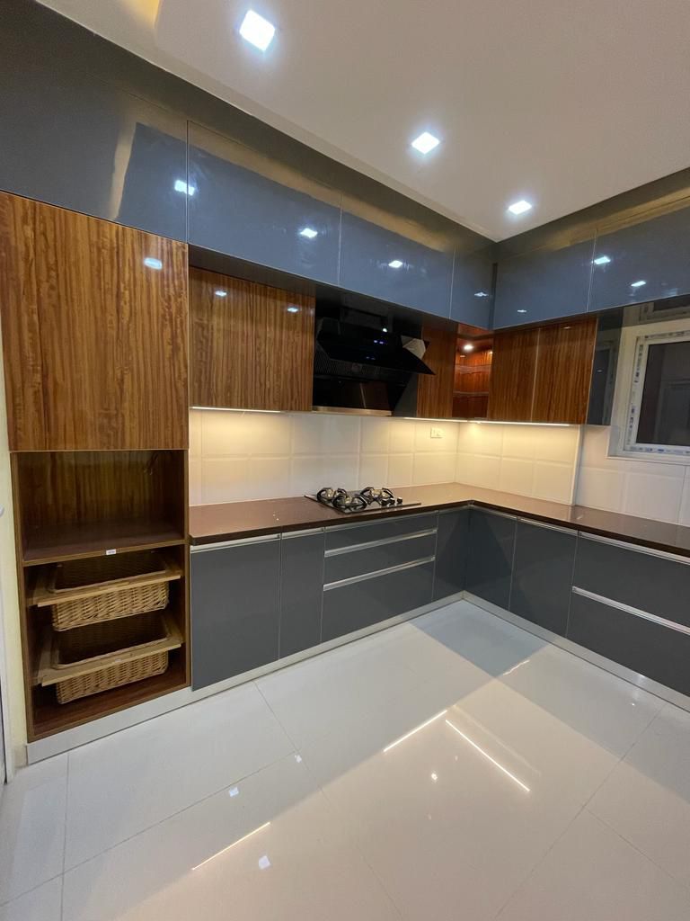 Grey + Wood Kitchen — Whitefield Bangalore